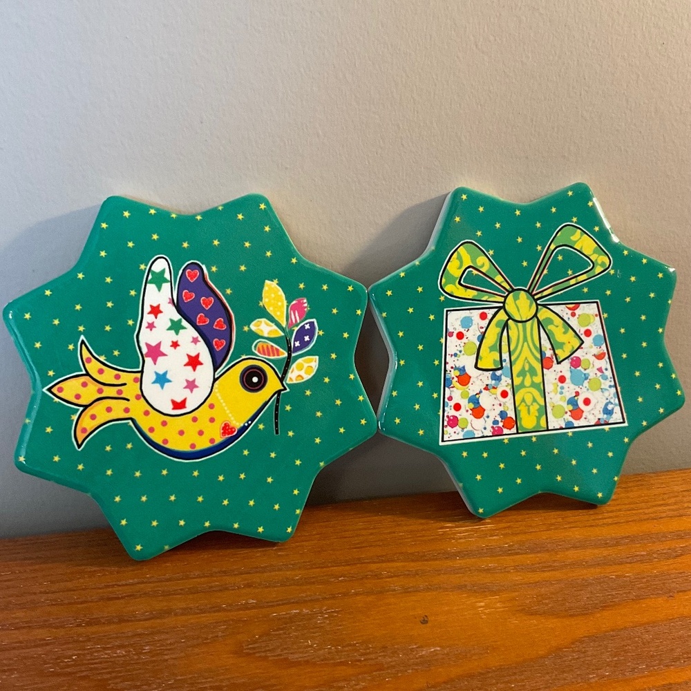 **Free with Purchase** Festive Ceramic Coasters by Maxwell Williams - Set of 2